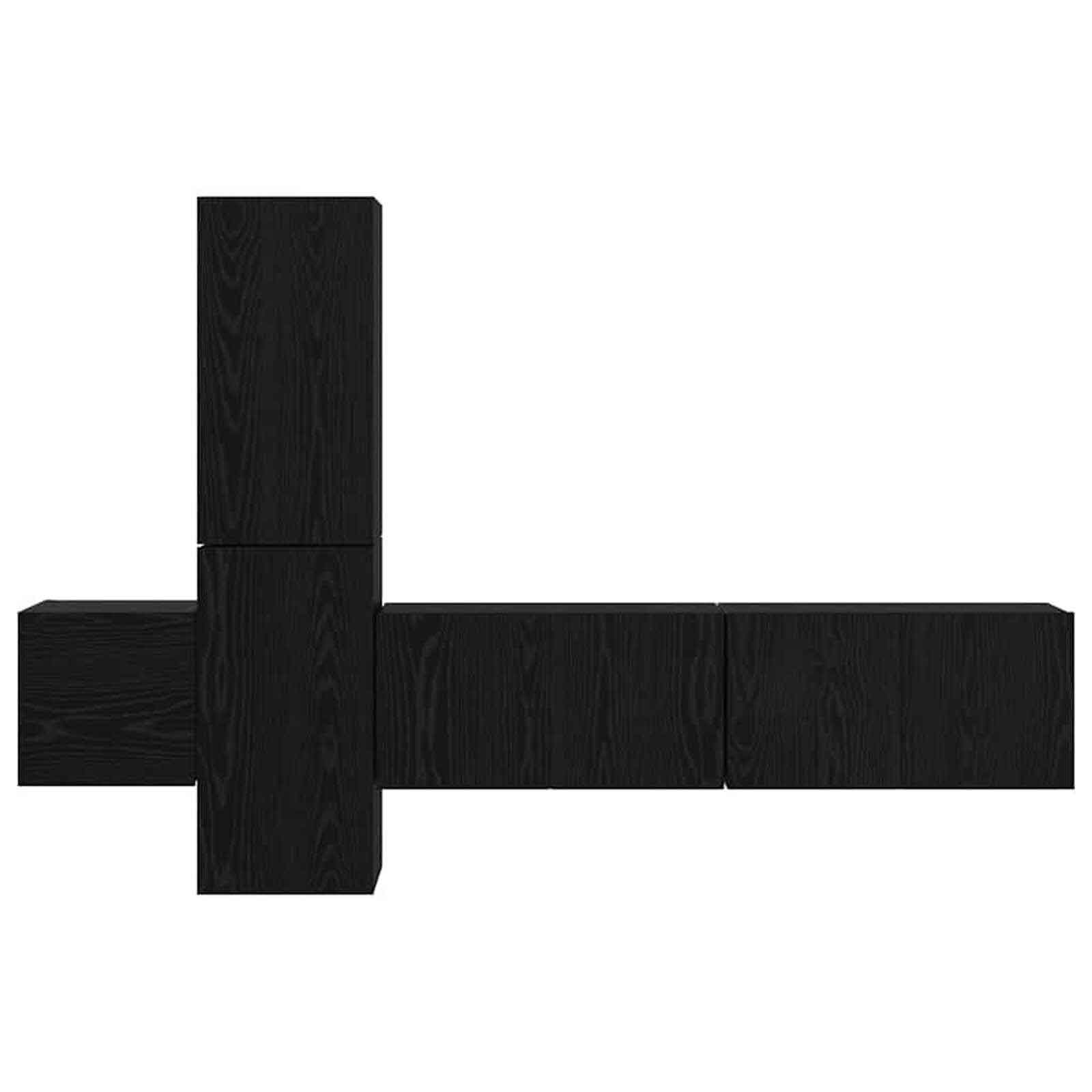 Beaumont 120cm Wooden 5 Piece Entertainment Unit In Black Oak