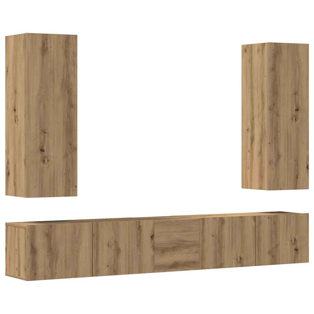 Beaumont 160cm Wooden 5 Piece Entertainment Unit In Artisan Oak