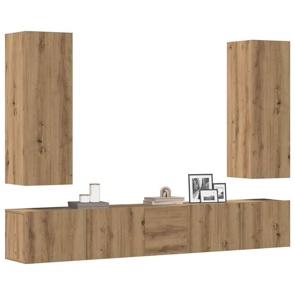 Beaumont 160cm Wooden 5 Piece Entertainment Unit In Artisan Oak