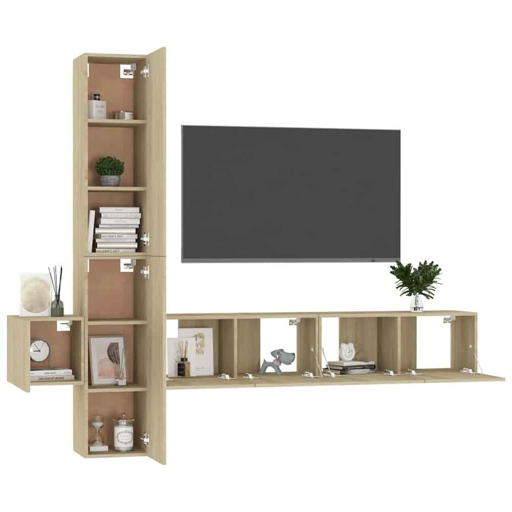 Beaumont 160cm Wooden 5 Piece Entertainment Unit In Sonoma Oak