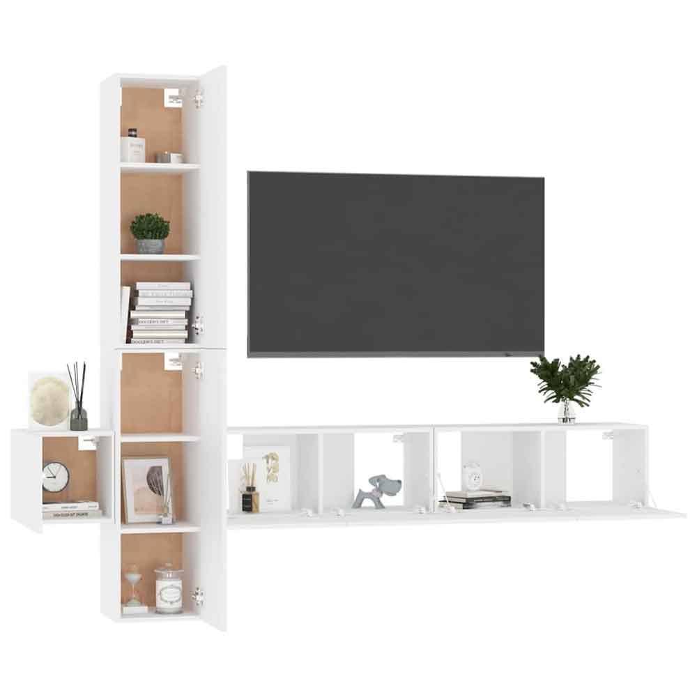 Beaumont 160cm Wooden 5 Piece Entertainment Unit In White