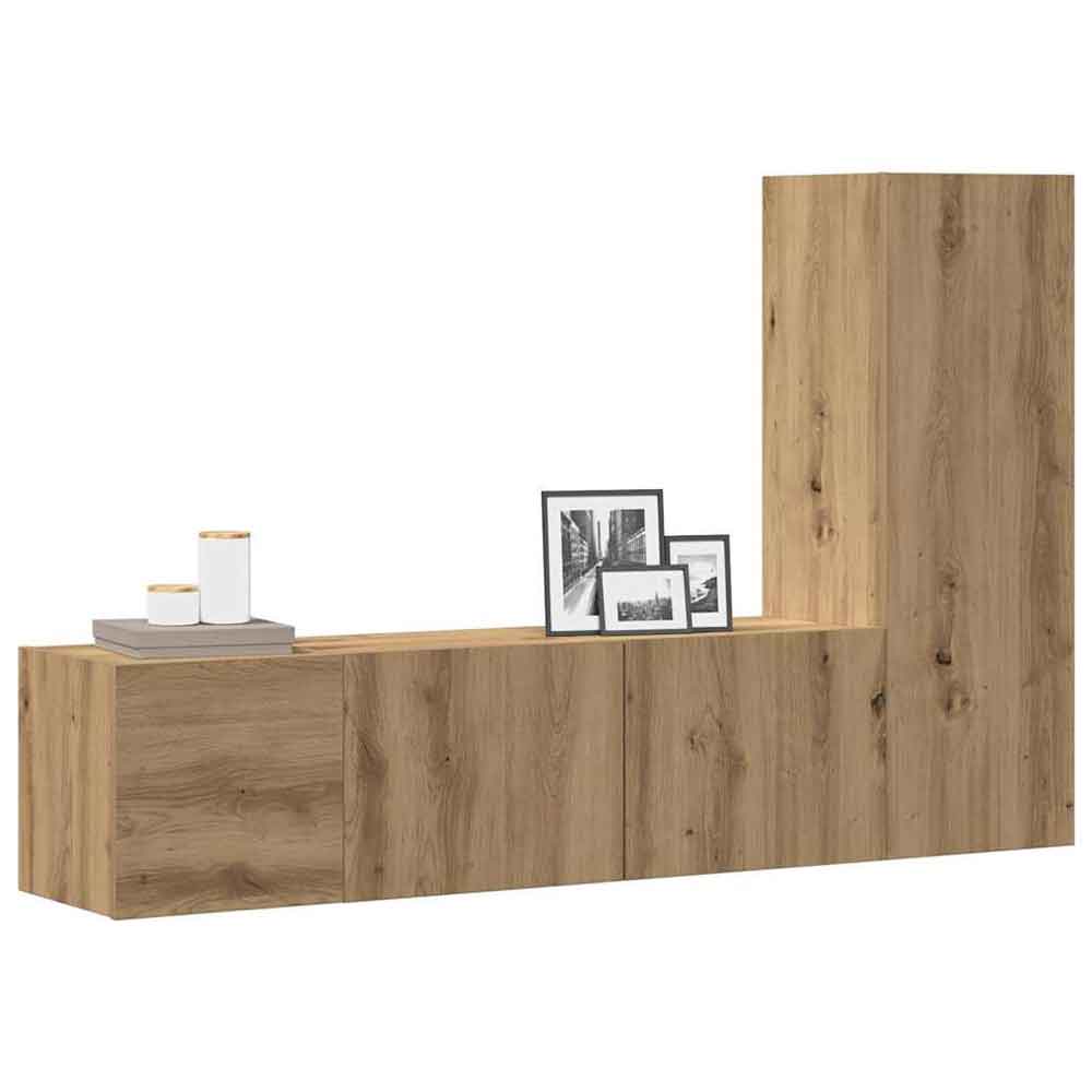 Beaumont 80cm Wooden 3 Piece Entertainment Unit In Artisan Oak