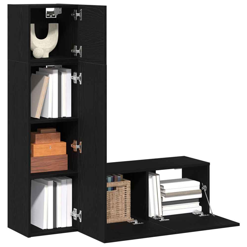 Beaumont 80cm Wooden 3 Piece Entertainment Unit In Black Oak