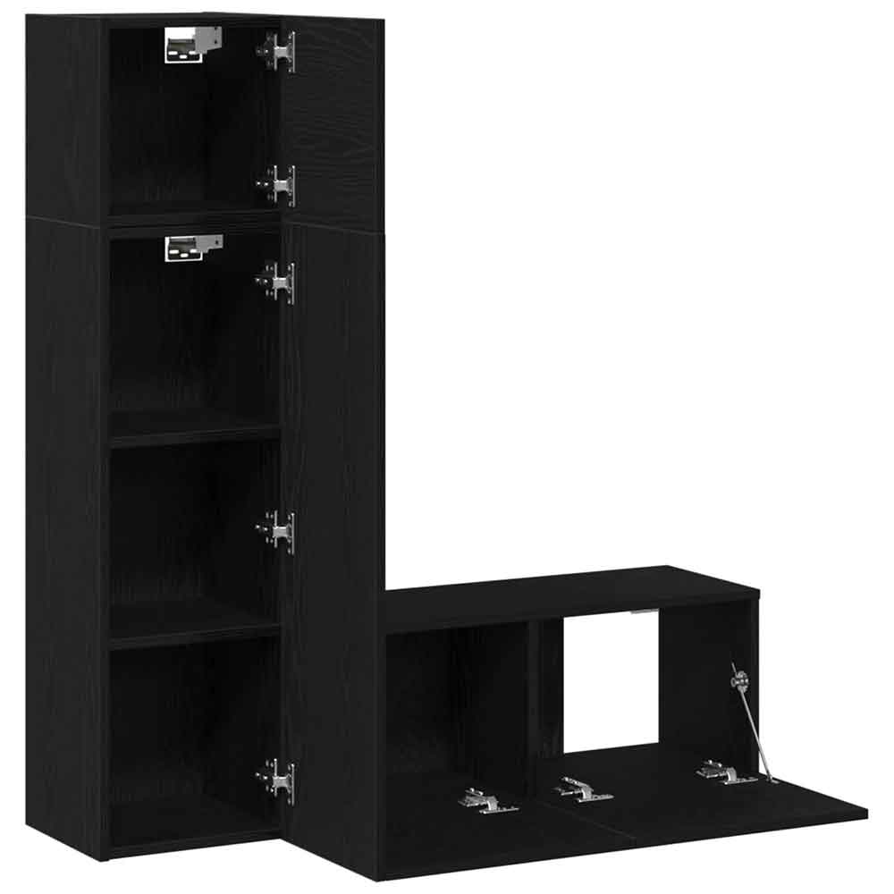 Beaumont 80cm Wooden 3 Piece Entertainment Unit In Black Oak