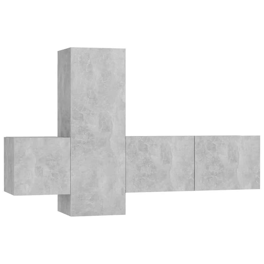 Beaumont 80cm Wooden 3 Piece Entertainment Unit In Concrete Grey