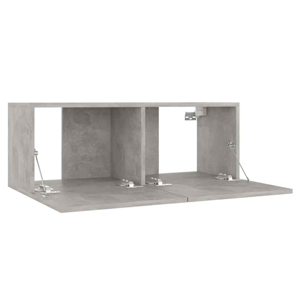 Beaumont 80cm Wooden 3 Piece Entertainment Unit In Concrete Grey
