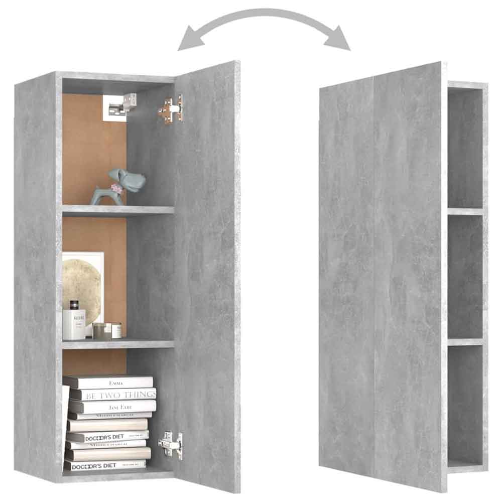 Beaumont 80cm Wooden 3 Piece Entertainment Unit In Concrete Grey