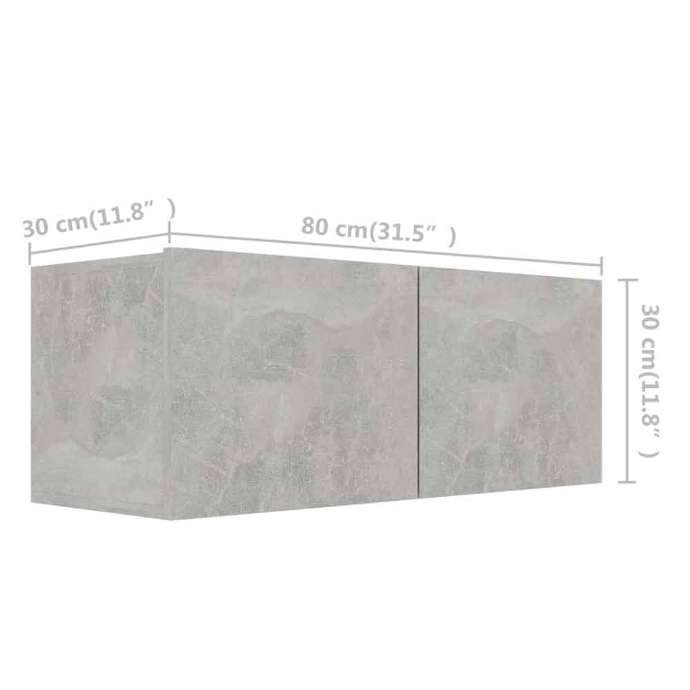 Beaumont 80cm Wooden 3 Piece Entertainment Unit In Concrete Grey
