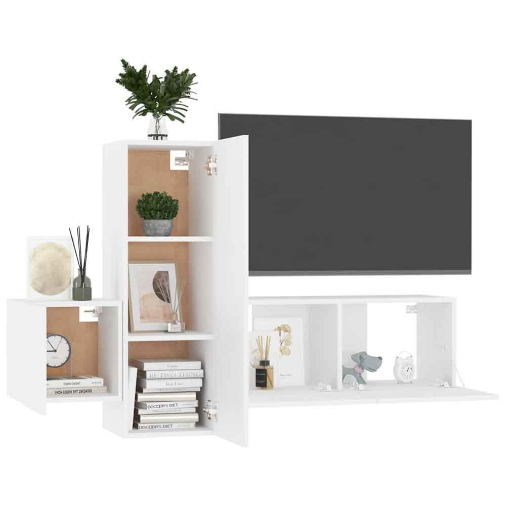 Beaumont 80cm Wooden 3 Piece Entertainment Unit In White
