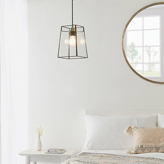 Beaumont Clear Glass Ceiling Pendant Light In Antique Brass_2