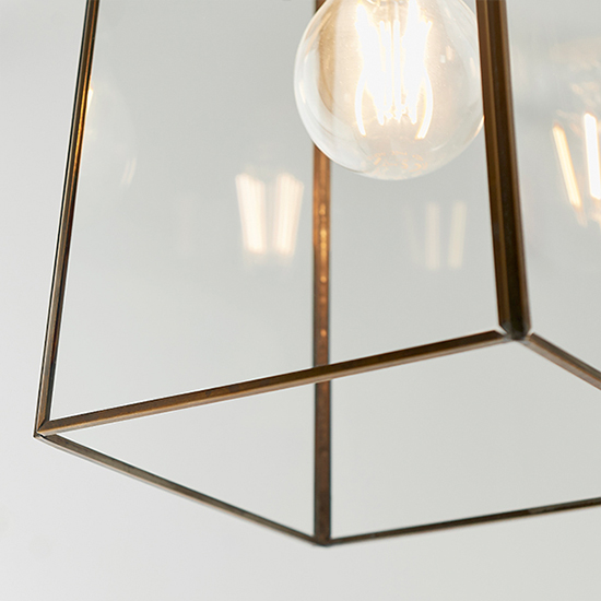 Beaumont Clear Glass Ceiling Pendant Light In Antique Brass_4