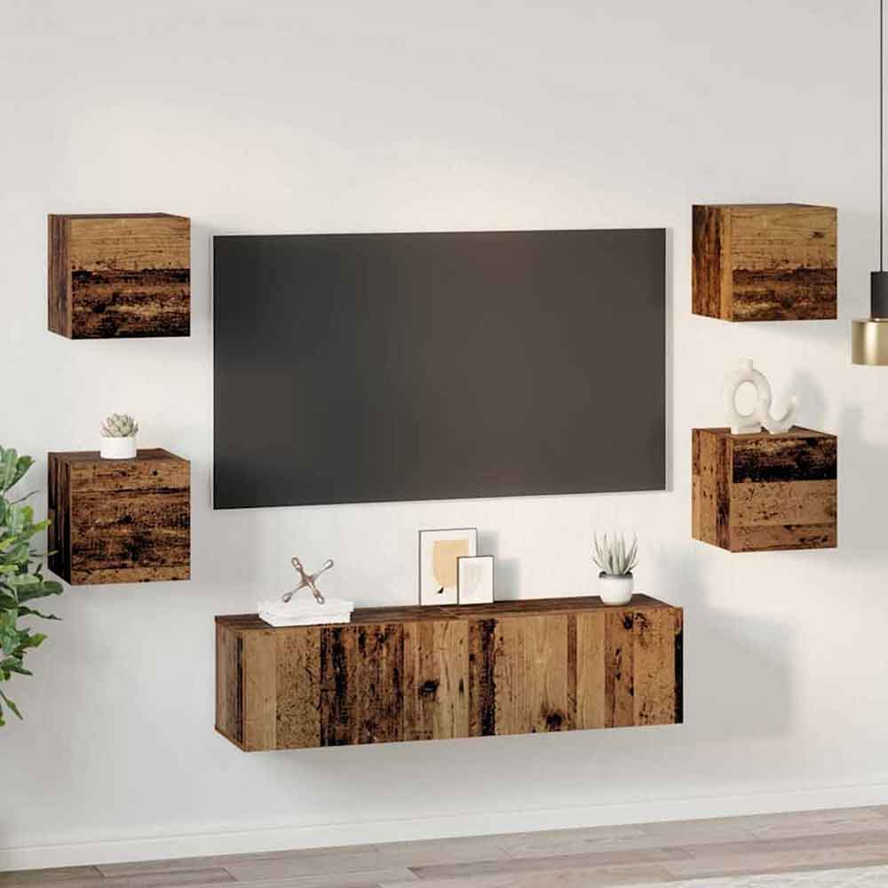 Beaverton 120cm Wooden 6 Piece Entertainment Unit In Brown