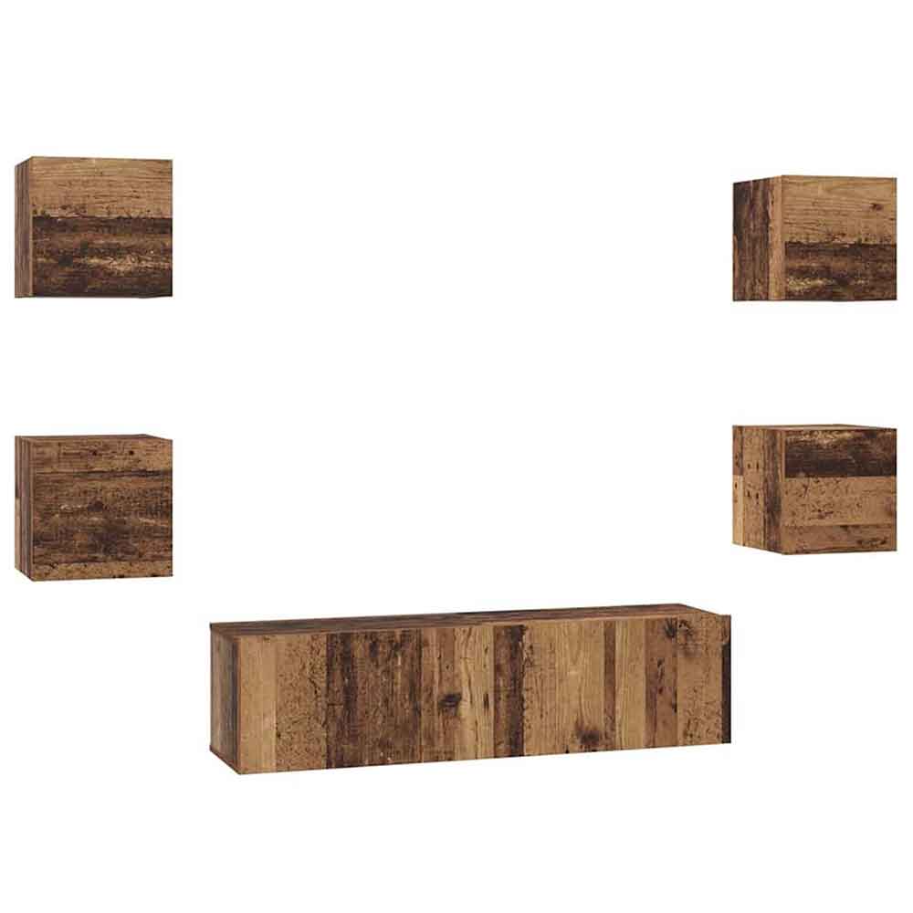 Beaverton 120cm Wooden 6 Piece Entertainment Unit In Brown