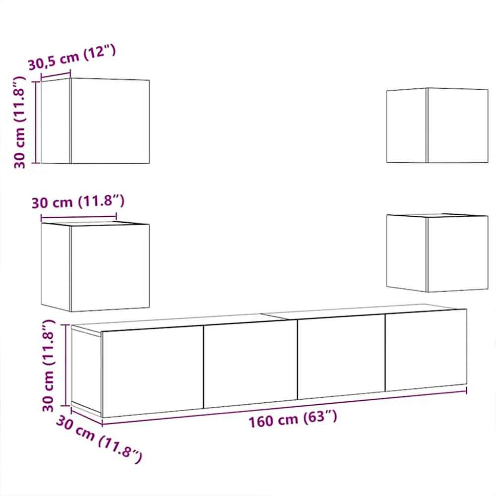 Beaverton 160cm Wooden 6 Piece Entertainment Unit In Artisan Oak