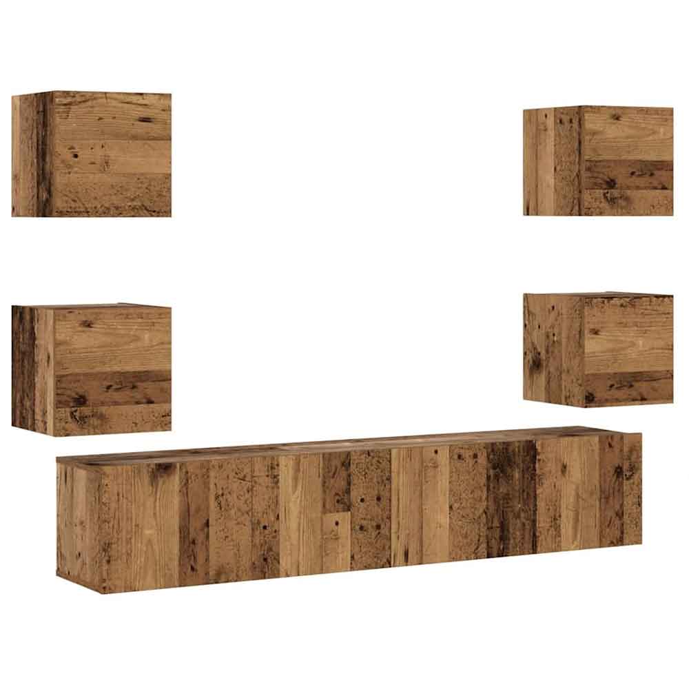Beaverton 160cm Wooden 6 Piece Entertainment Unit In Brown