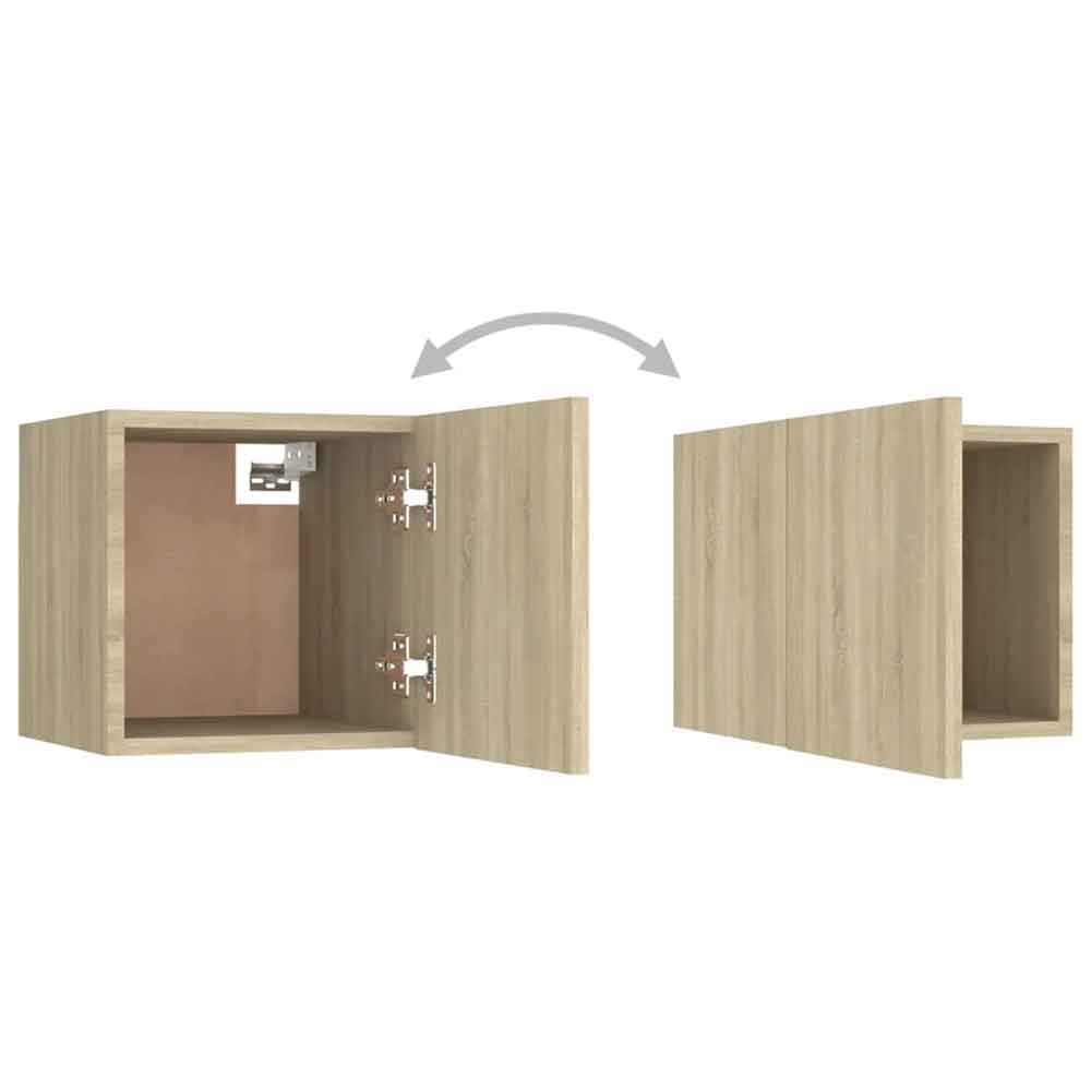 Beaverton 160cm Wooden 6 Piece Entertainment Unit In Sonoma Oak