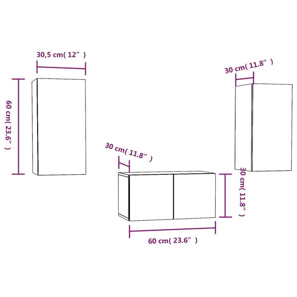 Beaverton 60cm Wooden 3 Piece Entertainment Unit In Black Oak