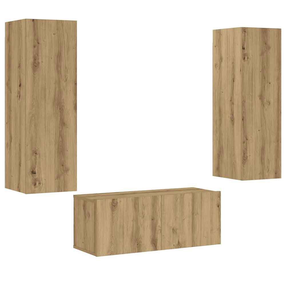 Beaverton 80cm Wooden 3 Piece Entertainment Unit In Artisan Oak