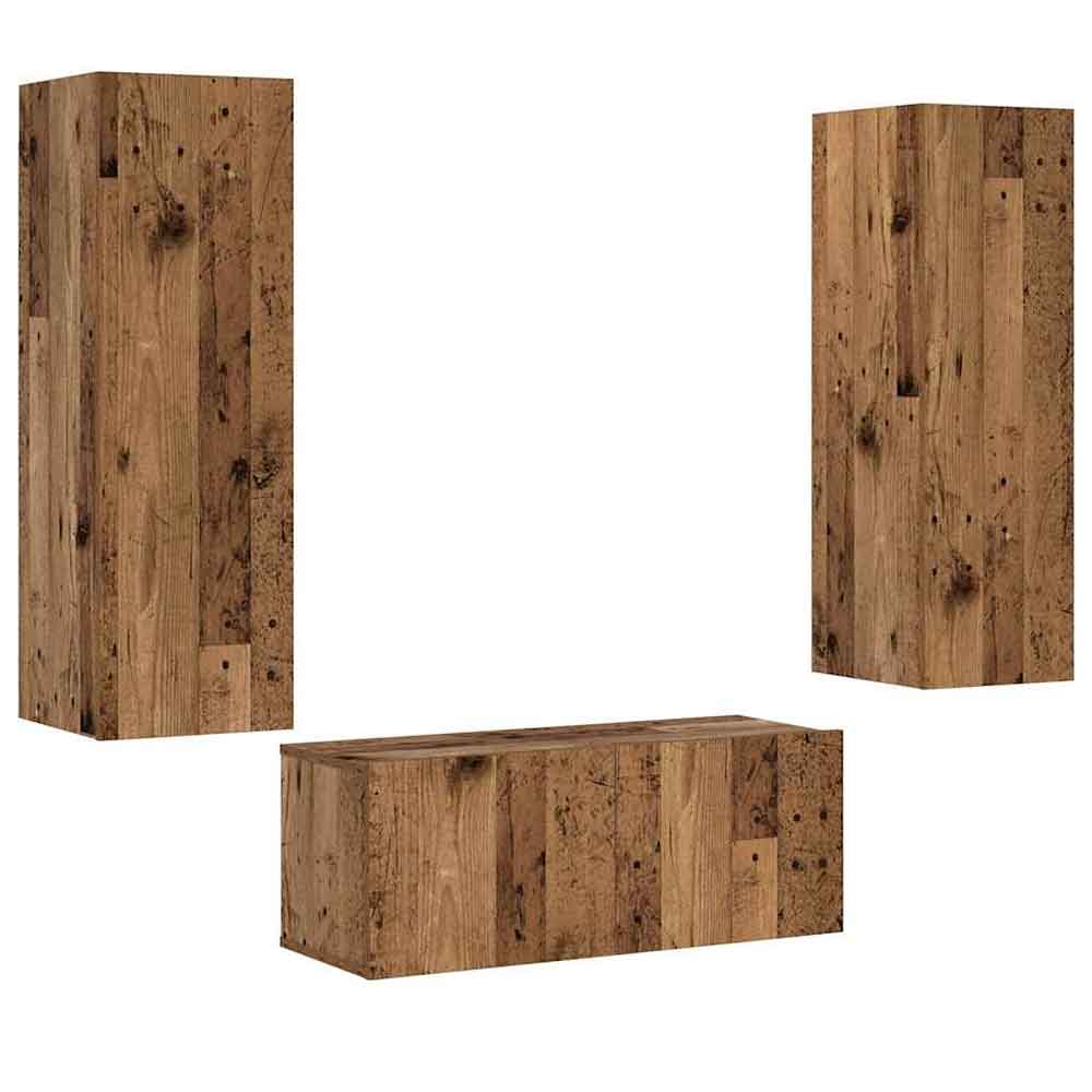 Beaverton 80cm Wooden 3 Piece Entertainment Unit In Brown
