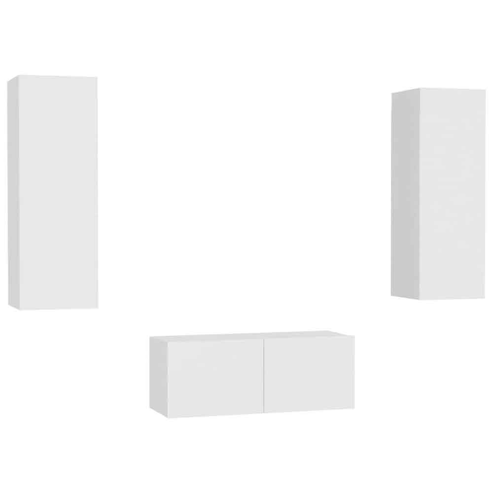 Beaverton 80cm Wooden 3 Piece Entertainment Unit In White
