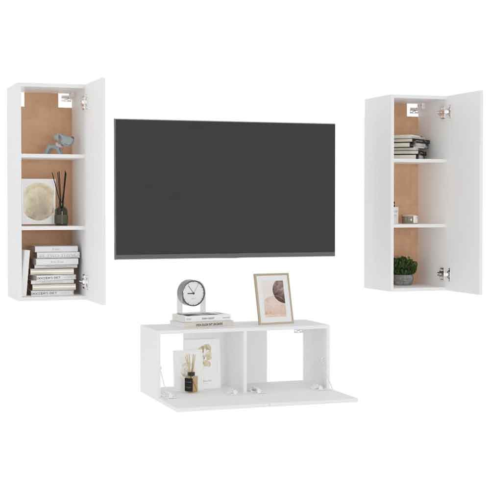 Beaverton 80cm Wooden 3 Piece Entertainment Unit In White