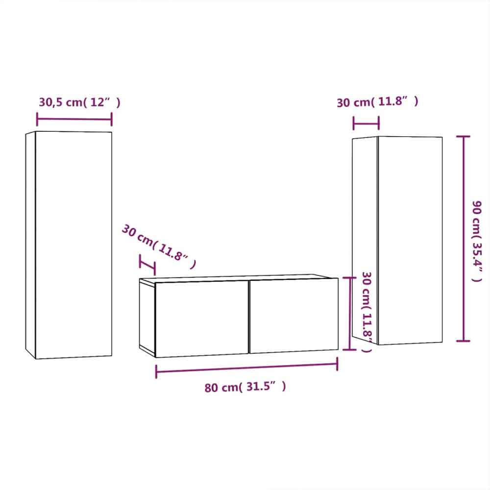 Beaverton 80cm Wooden 3 Piece Entertainment Unit In White