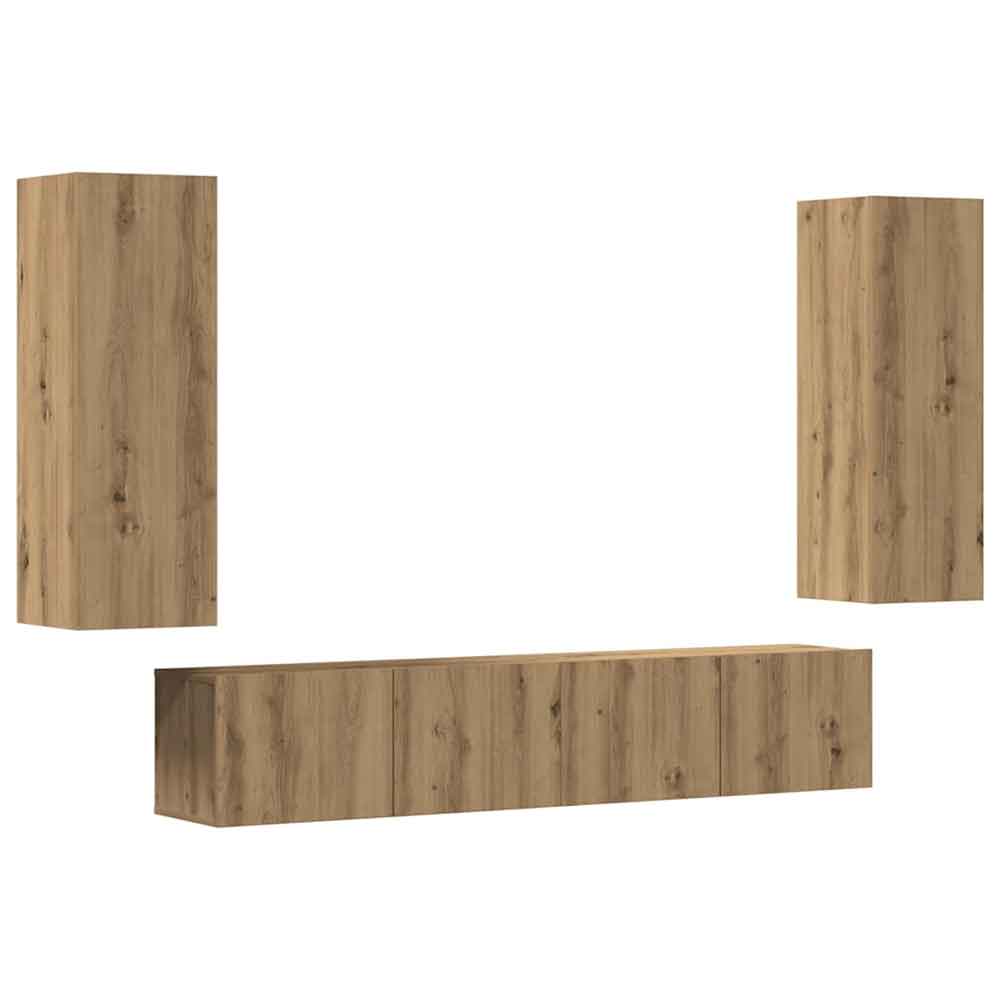 Beaverton 80cm Wooden 4 Piece Entertainment Unit In Artisan Oak