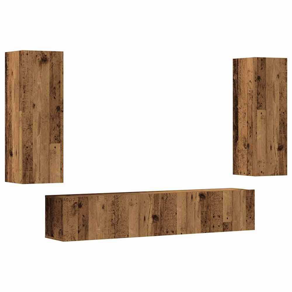 Beaverton 80cm Wooden 4 Piece Entertainment Unit In Brown
