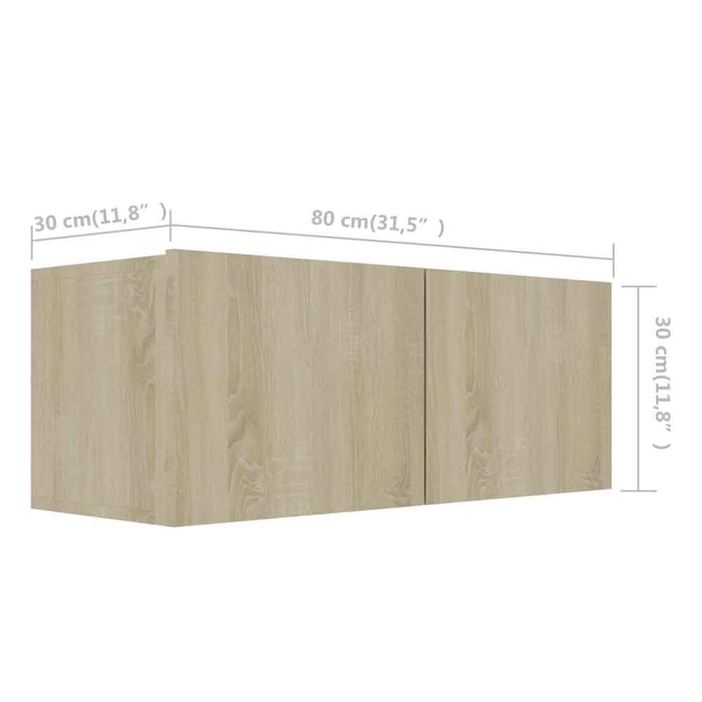 Beaverton 80cm Wooden 4 Piece Entertainment Unit In Sonoma Oak