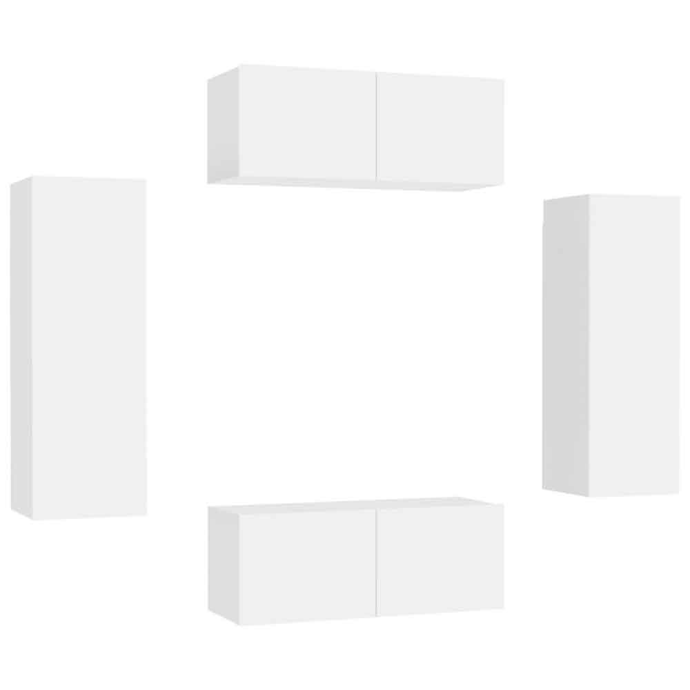 Beaverton 80cm Wooden 4 Piece Entertainment Unit In White