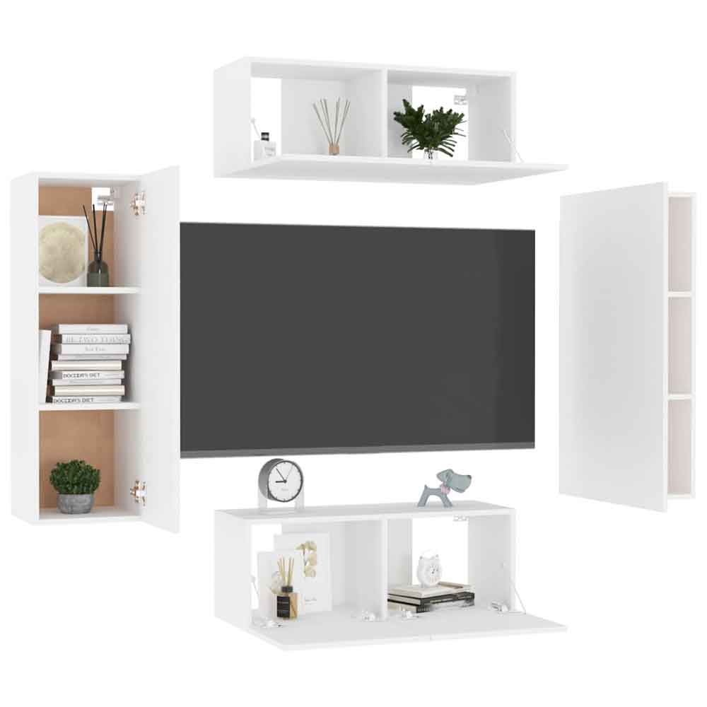 Beaverton 80cm Wooden 4 Piece Entertainment Unit In White