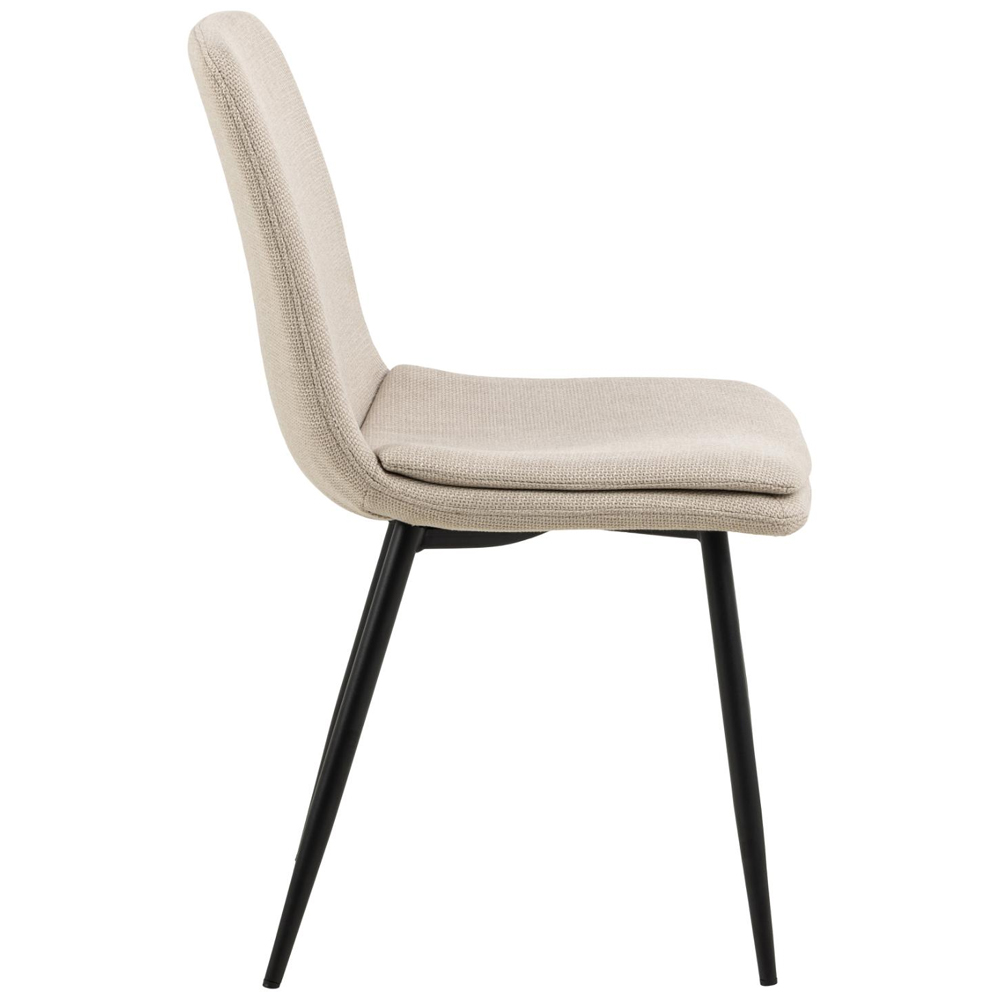 Becka Beige Fabric Dining Chairs With Black Legs In Pair