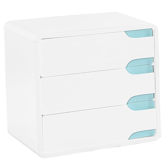 Photo of Becka wooden chest of 3 drawers in white matt gloss