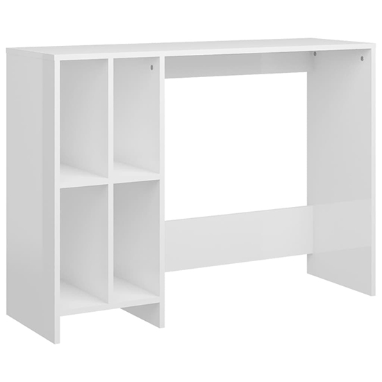 Becker High Gloss Laptop Desk With 4 Shelves In White