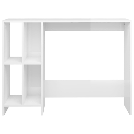 Becker High Gloss Laptop Desk With 4 Shelves In White
