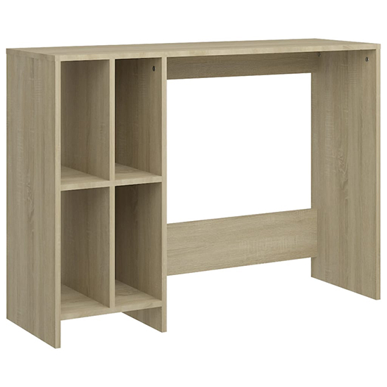 Becker Wooden Laptop Desk With 4 Shelves In Sonoma Oak