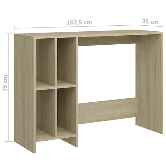 Becker Wooden Laptop Desk With 4 Shelves In Sonoma Oak