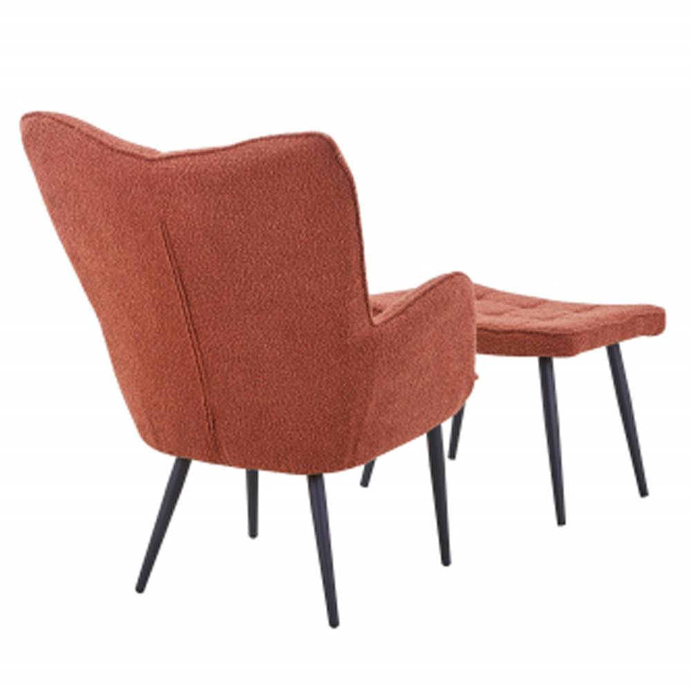 Beckett Boucle Fabric Armchair with Footstool in Copper