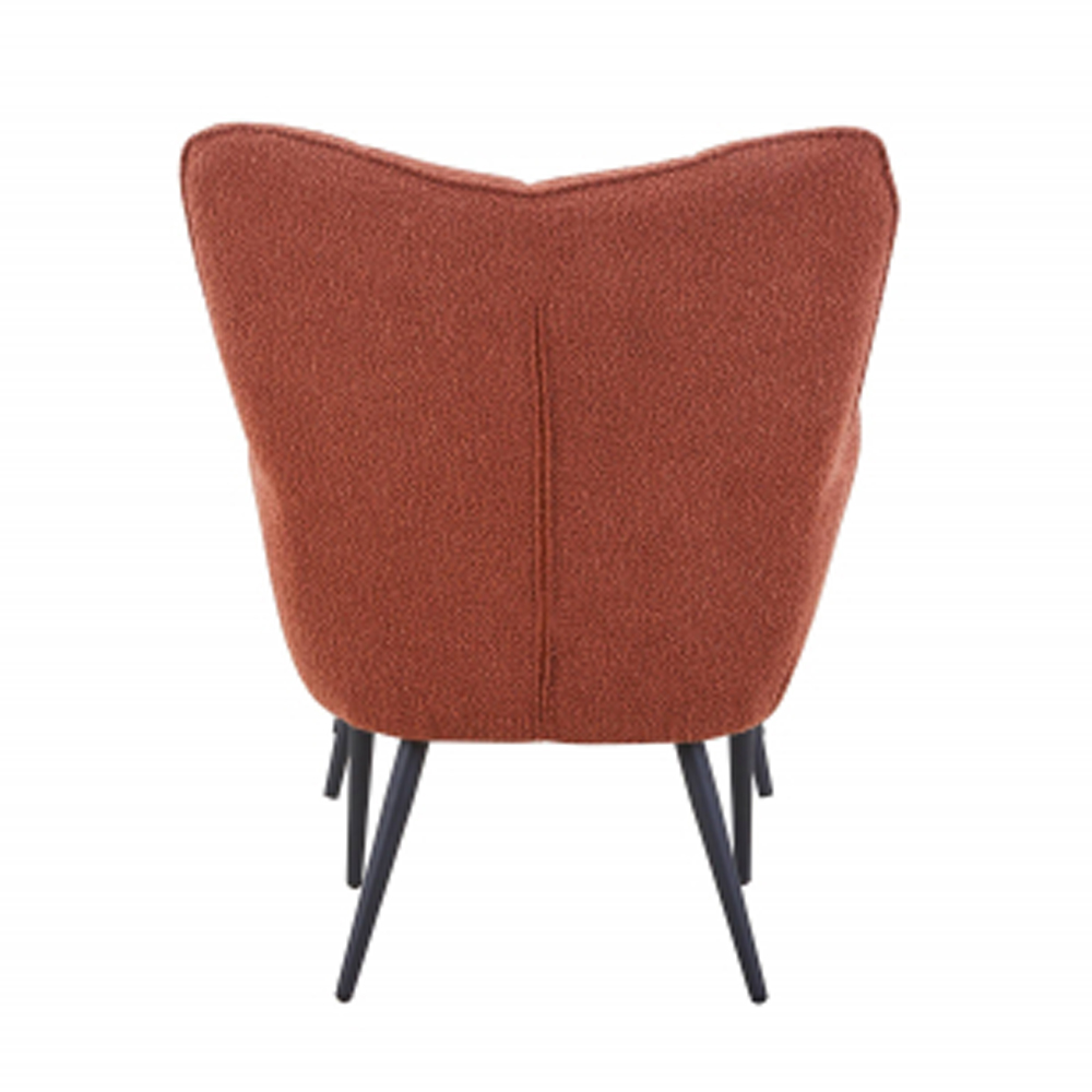 Beckett Boucle Fabric Armchair with Footstool in Copper