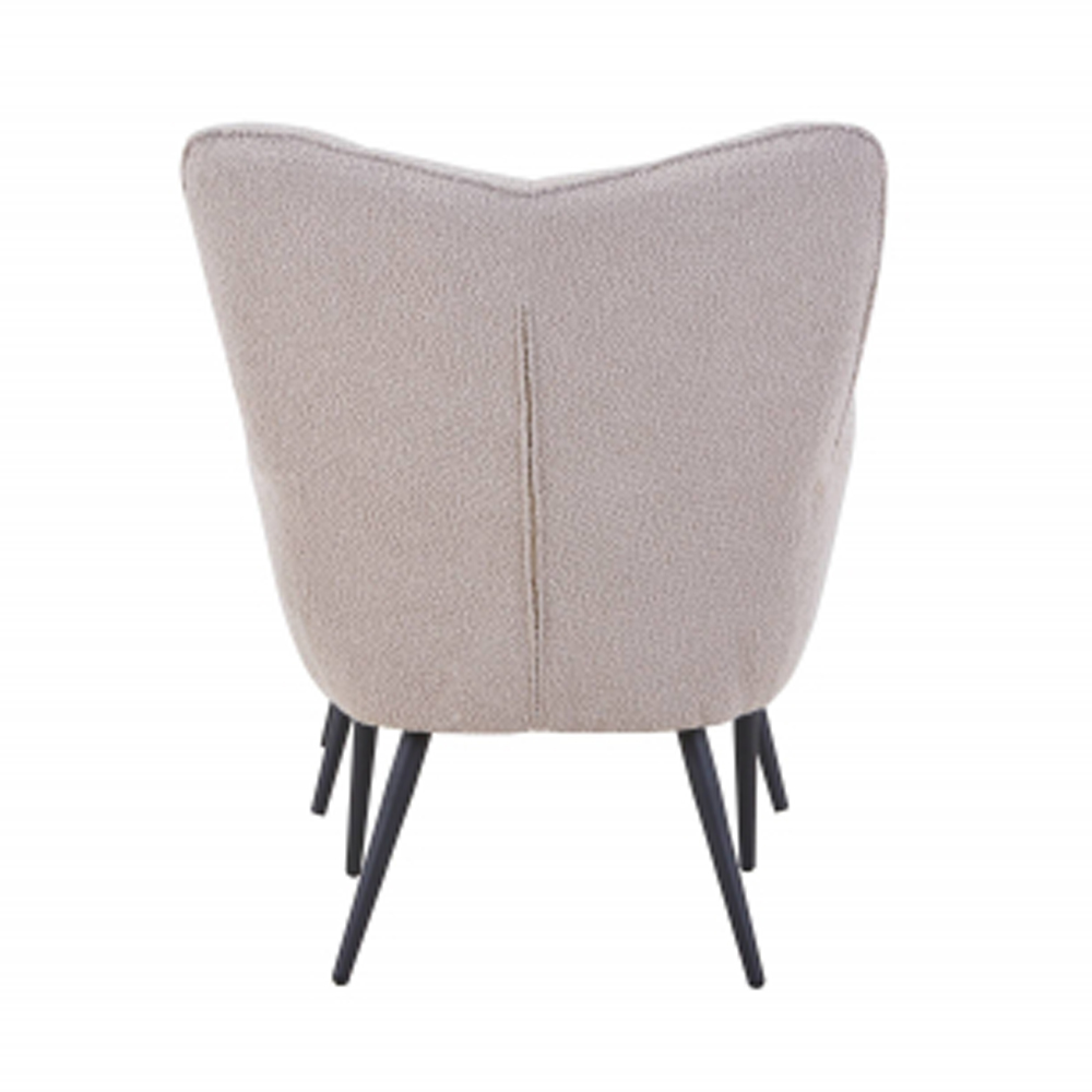 Beckett Boucle Fabric Armchair with Footstool in Light Brown
