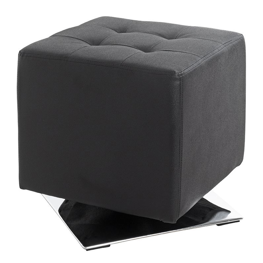Beckley Leather Stool In Chrome Black