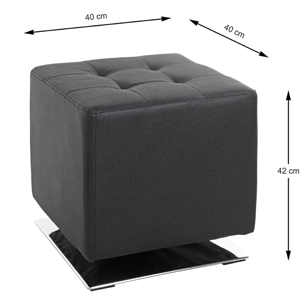 Beckley Leather Stool In Chrome Black