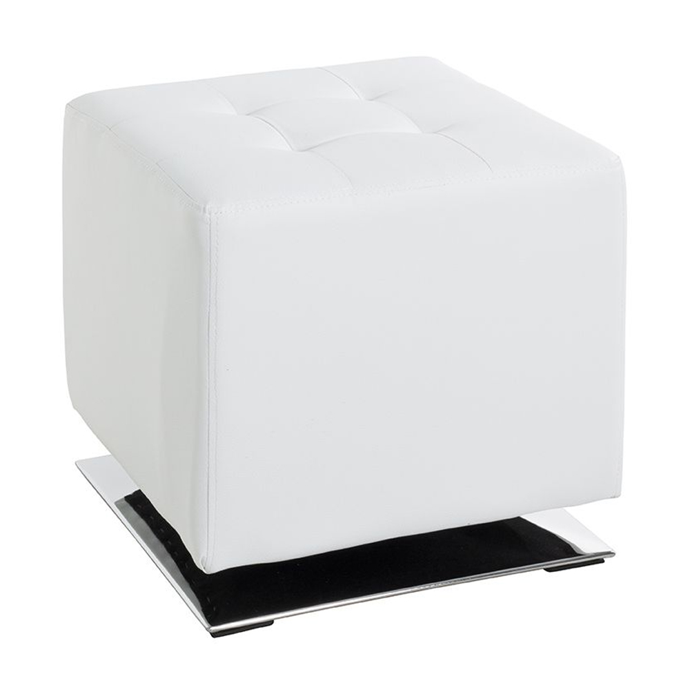 Beckley Leather Stool In Chrome White