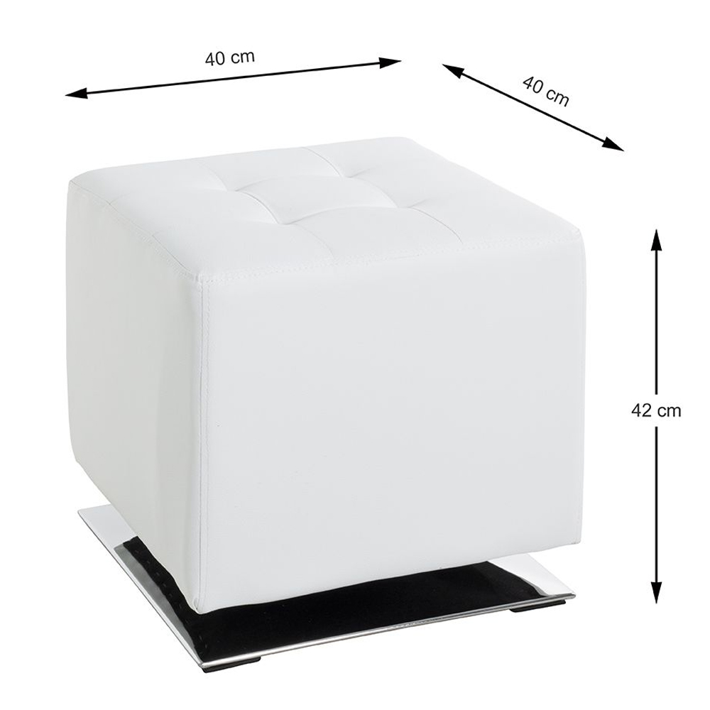 Beckley Leather Stool In Chrome White