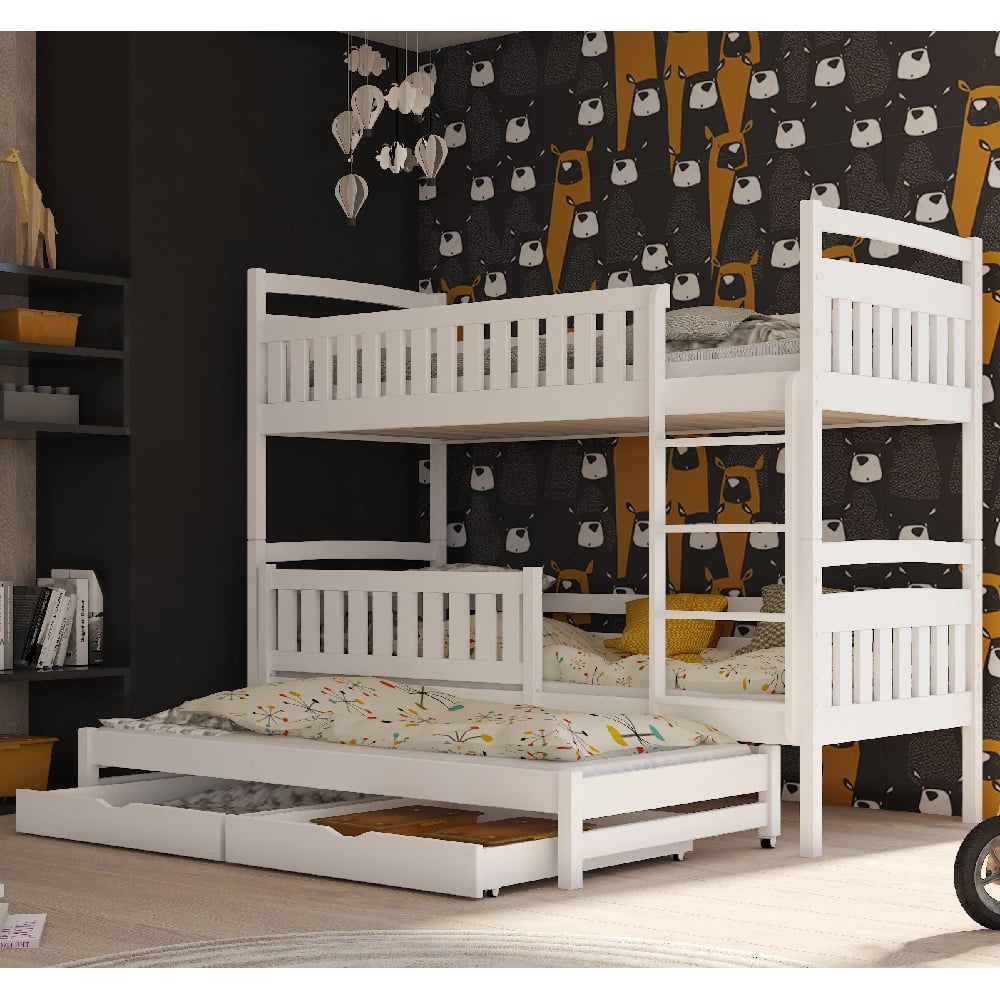 Read more about Beckley wooden bunk bed without mattress trundle in white