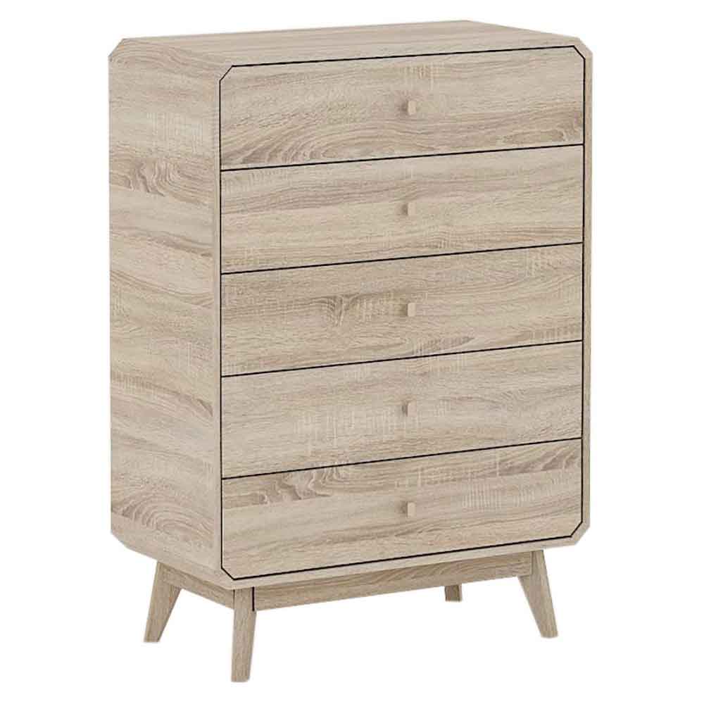 Beckley Wooden Chest Of 5 Drawers In Light Oak