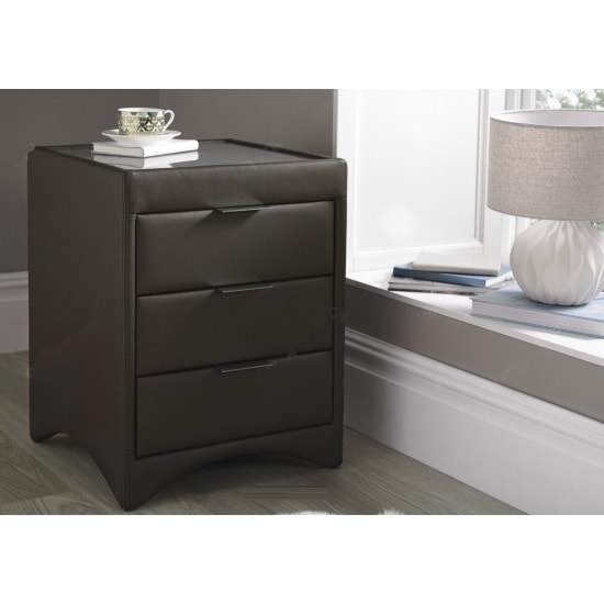 Becky Bedside In Brown Bonded Leather With Glass