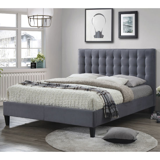 Photo of Becky fabric double bed in grey