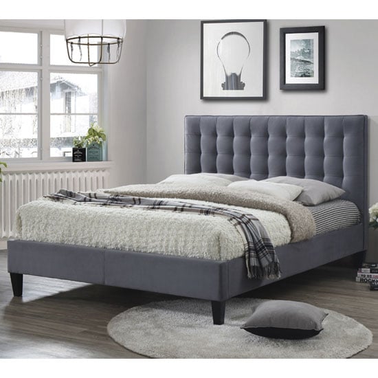 Becky Fabric Small Double Bed In Grey