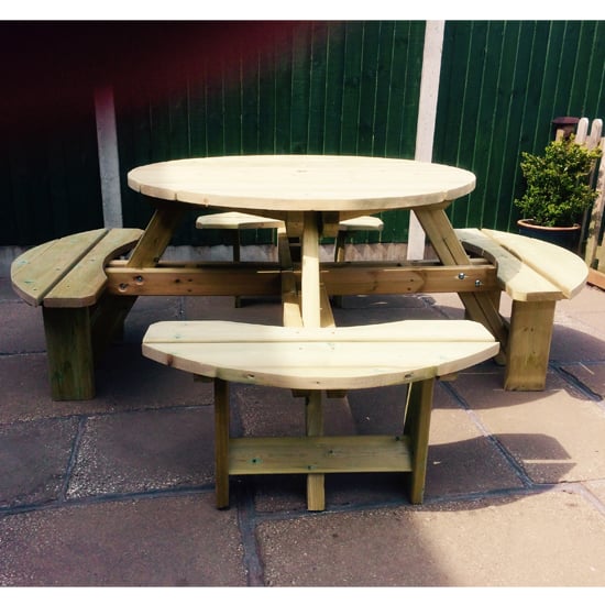 Read more about Becontree round wooden 8 seater picnic dining set